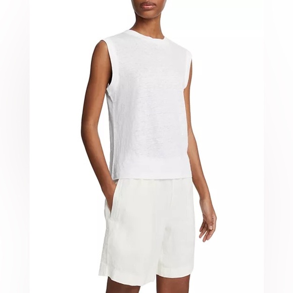 VINCE Linen Muscle Tee - Picture 1 of 7